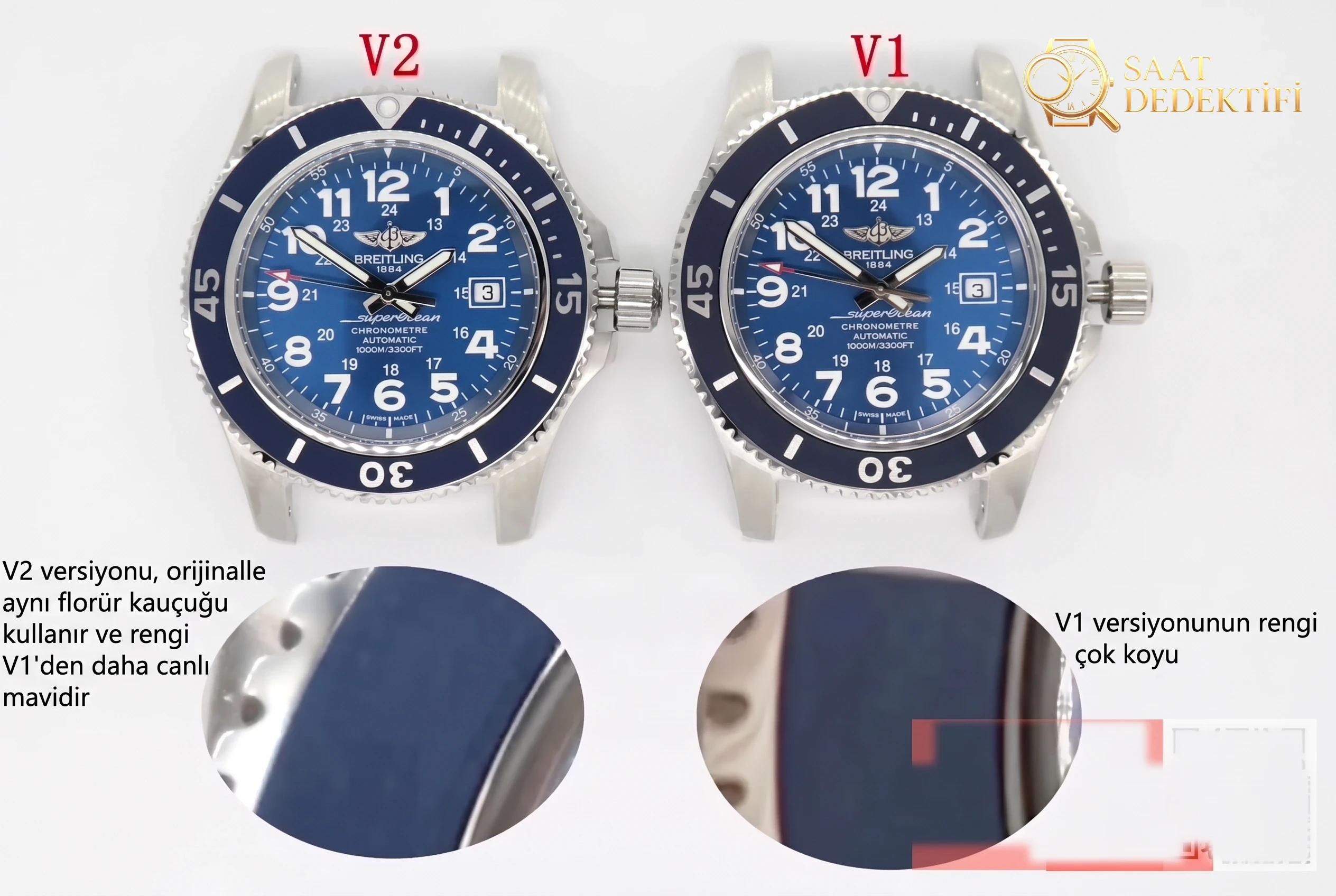 Breitling Superocean II Serisi Saat V1 V2 Karşılaştırması - Bilezik, Toka ve Klips Mekanizması