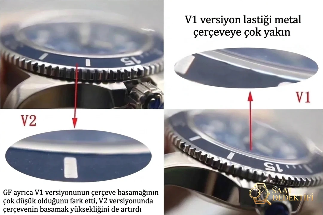Breitling Superocean II Serisi Saat V1 V2 Karşılaştırması - Fosfor ve Super-LumiNova Gece Görünümü