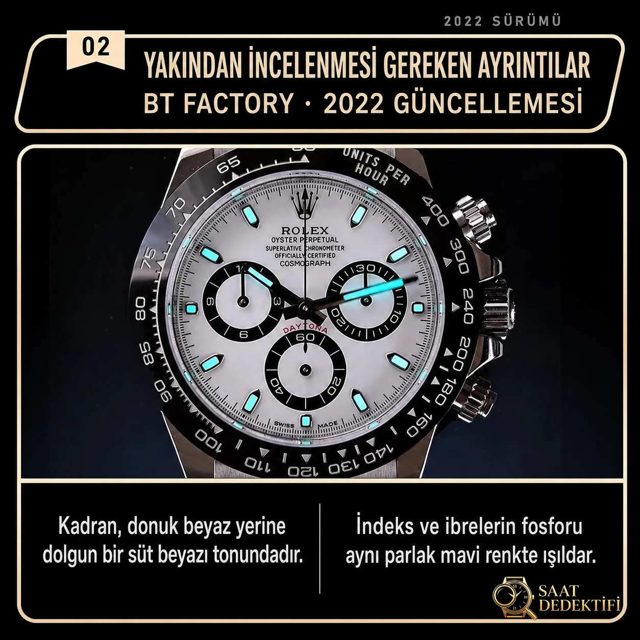 BT Factory 2022 yeni versiyonun parlak anı geldi, tüm saat severlerin mutlaka görmesi gereken öne çıkan detay fotoğrafları - Kadran Detayı ve Bezel İşçiliği