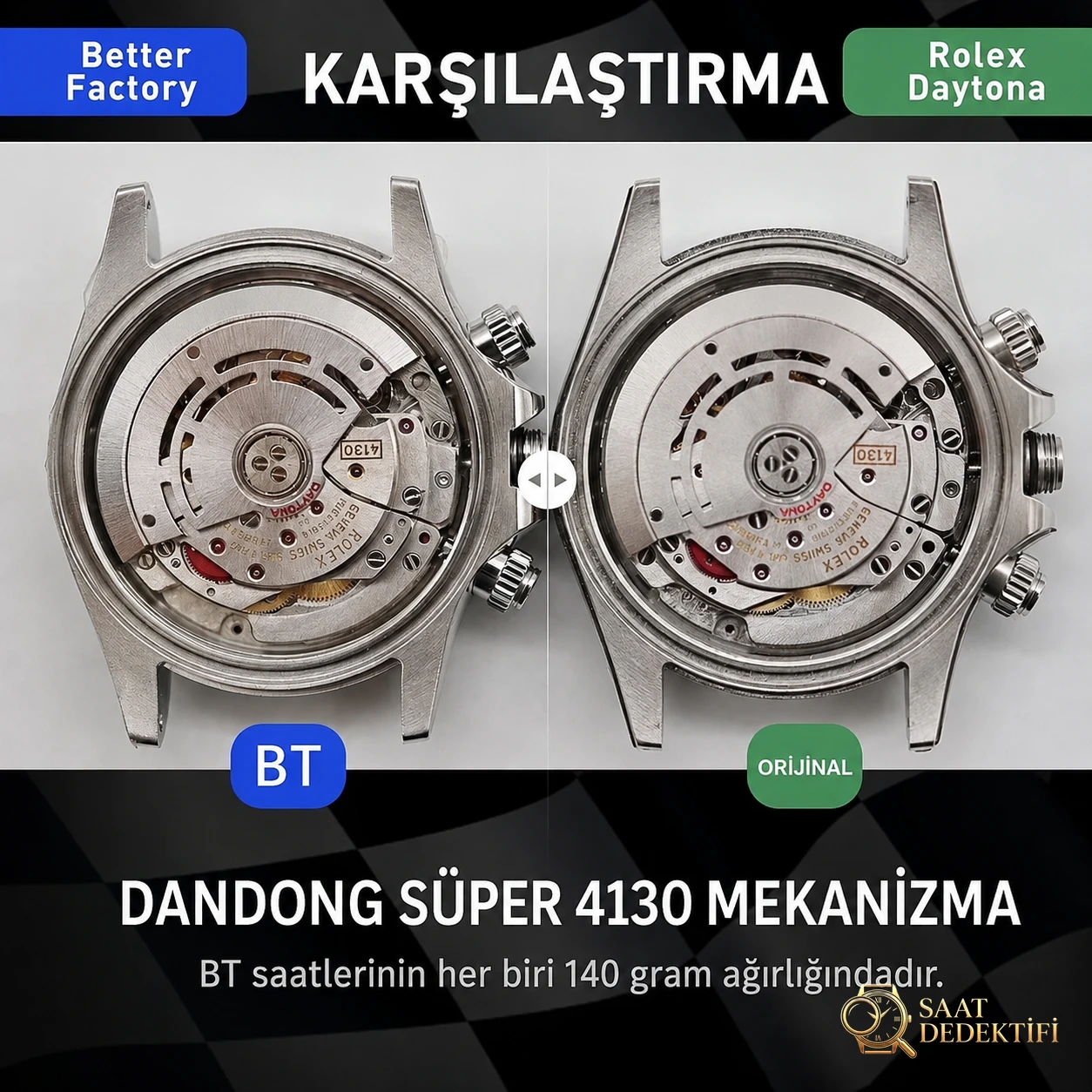BT Factory Orijinal ile Karşılaştırma - Kadran Detayı ve Bezel İşçiliği