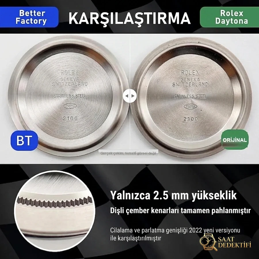 BT Factory Orijinal ile Karşılaştırma - Fosfor ve Super-LumiNova Gece Görünümü