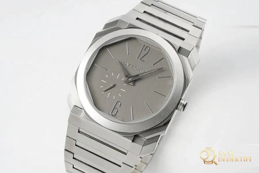 BV Factory Bulgari Octo Finissimo serisi (gri kadran) ultra ince kol saati incelemesi - Kadran Detayı ve Bezel İşçiliği