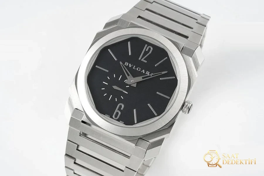 BV Factory Bvlgari Octo Finissimo serisi (siyah kadran) ultra ince kol saati incelemesi - Kadran Detayı ve Bezel İşçiliği