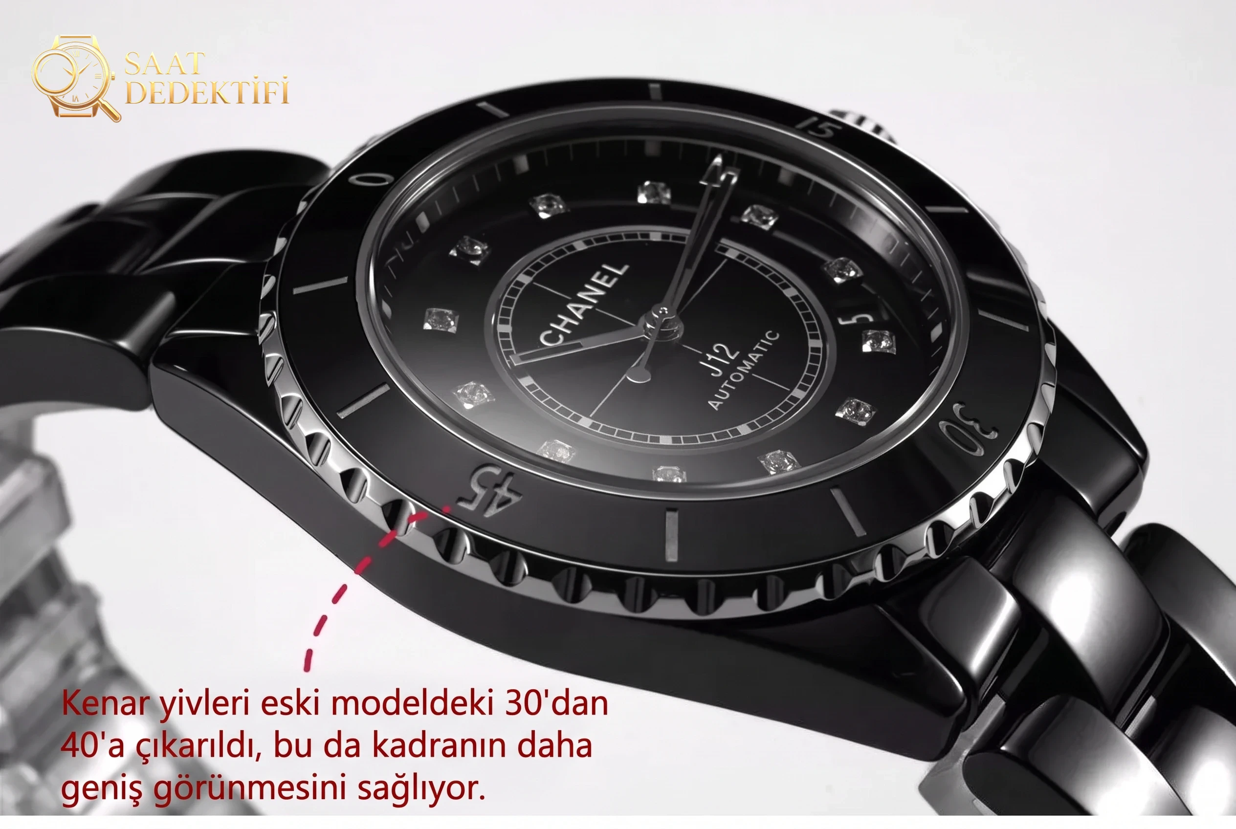 [BV+ Ustalık İşi]Yeni J12 kol saati mekanizma değişimiyle 20. yıla armağan – siyah seramik gerçek pırlanta versiyon - Bilezik, Toka ve Klips Mekanizması