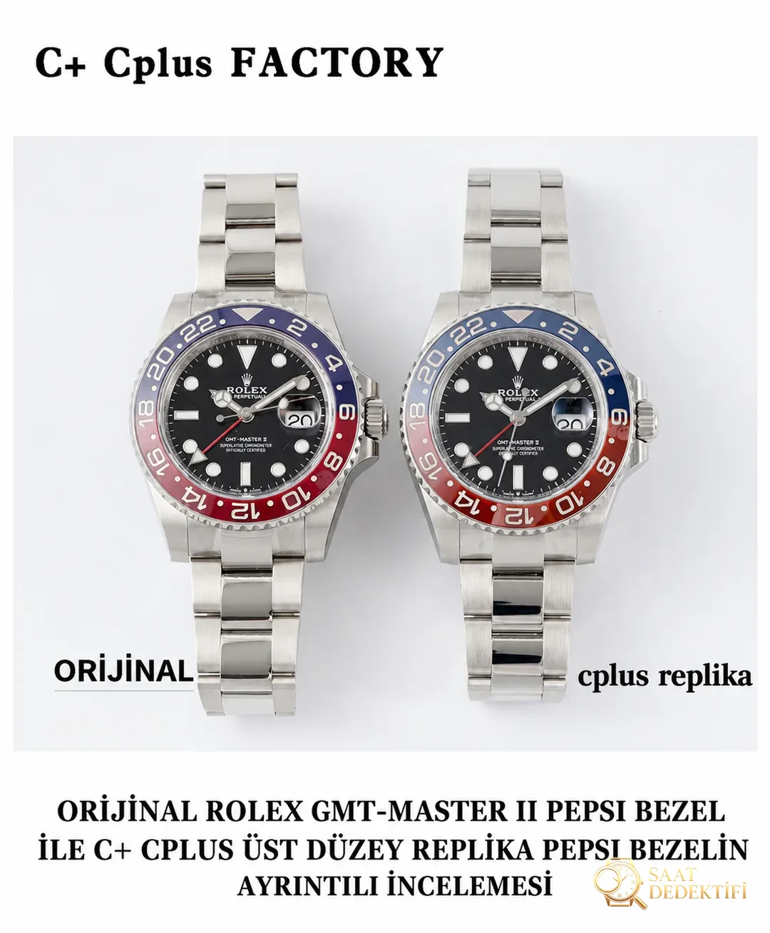 C+ (Cplus) Rolex GMT Cola bezel: yükseltilmiş 3285 mekanizması ile Clean arasında nasıl seçim yapılır? Yazının sonunda gerçek-replika karşılaştırması var - Mekanizma Zemberek ve Balans Detayı