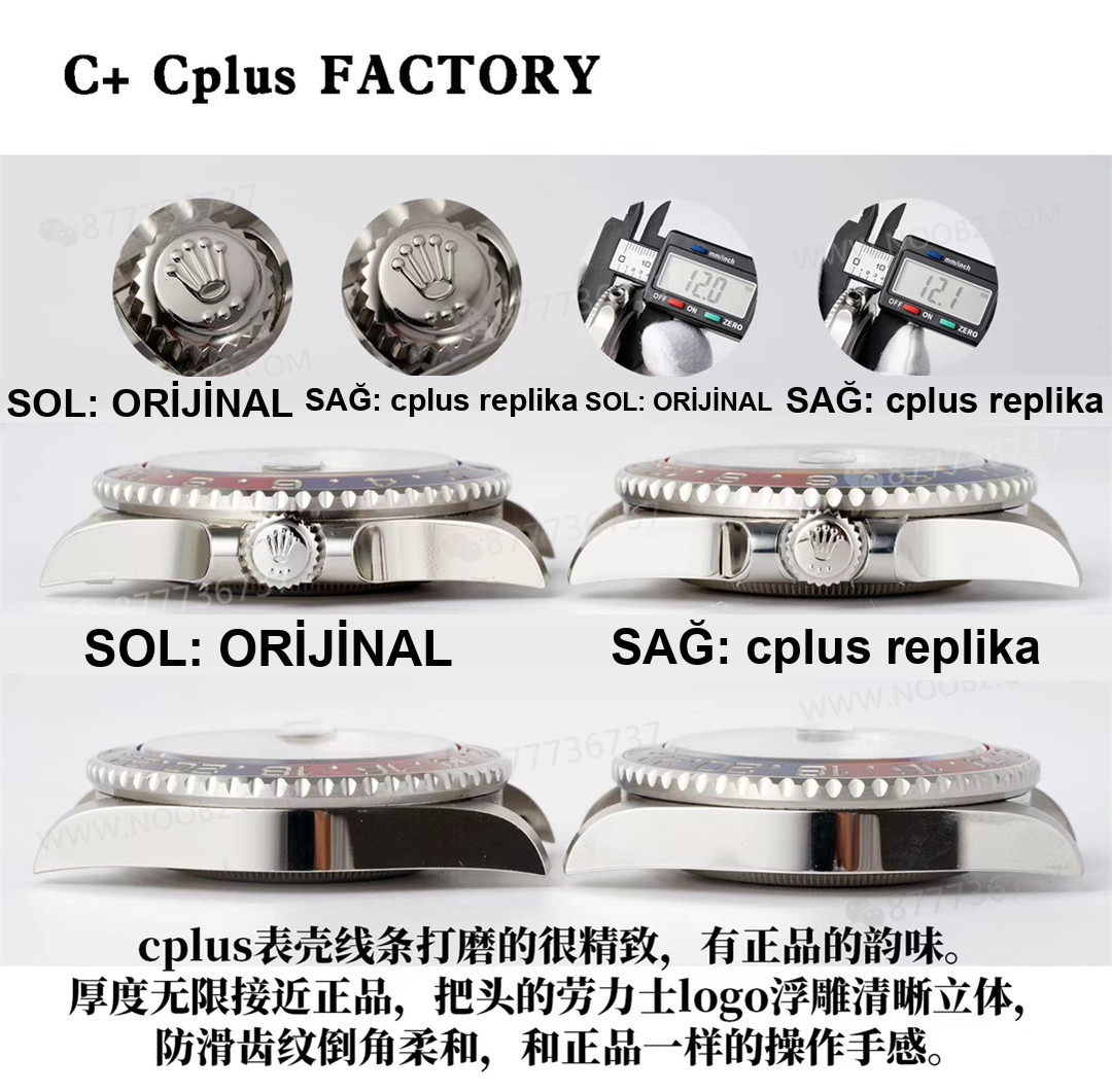 C+ (Cplus) Rolex GMT Cola bezel: yükseltilmiş 3285 mekanizması ile Clean arasında nasıl seçim yapılır? Yazının sonunda gerçek-replika karşılaştırması var — 11. fotoğraf