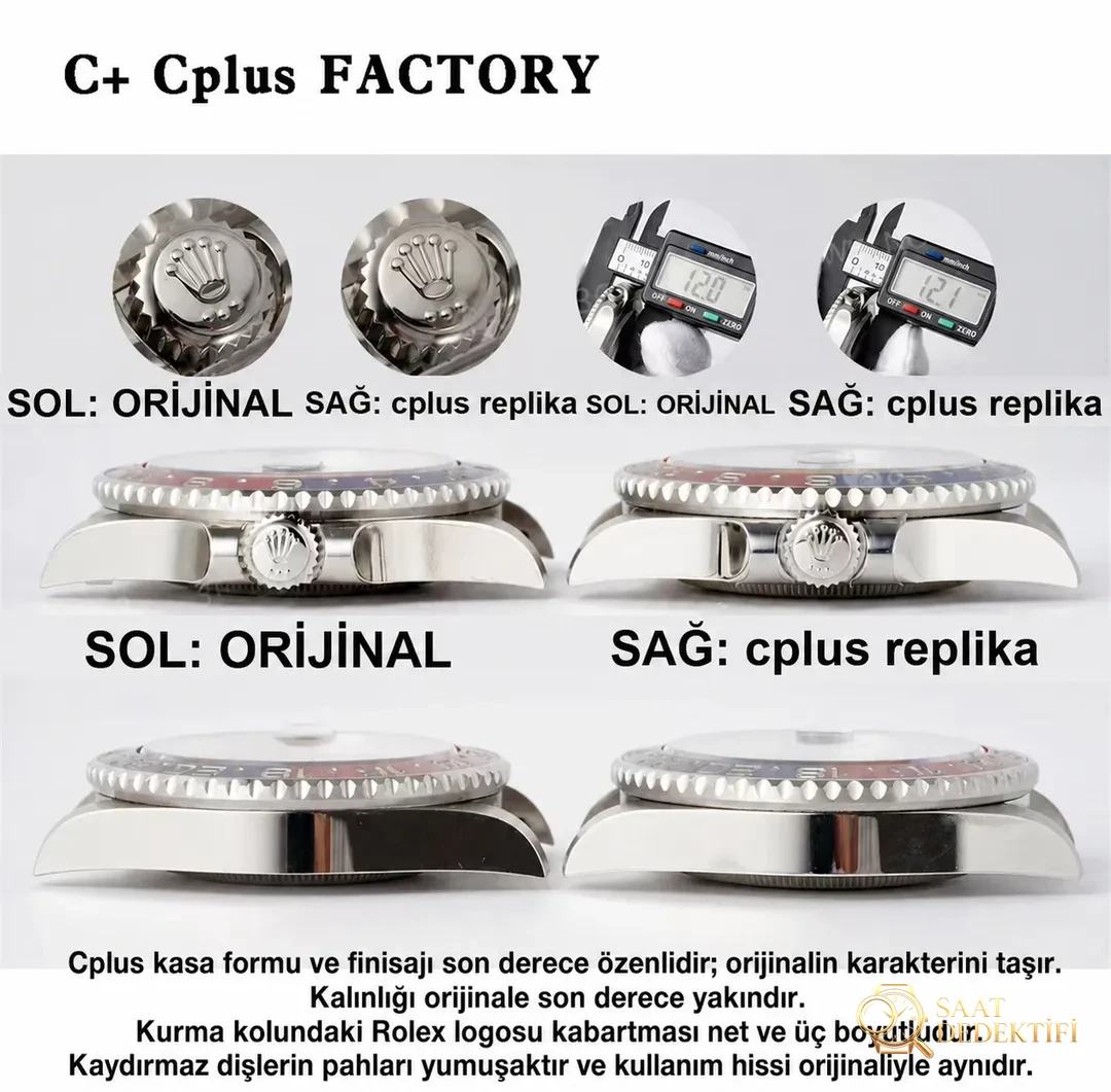 C+ (Cplus) Rolex GMT Cola bezel: yükseltilmiş 3285 mekanizması ile Clean arasında nasıl seçim yapılır? Yazının sonunda gerçek-replika karşılaştırması var - Yan Profil ve Kordon Bağlantısı