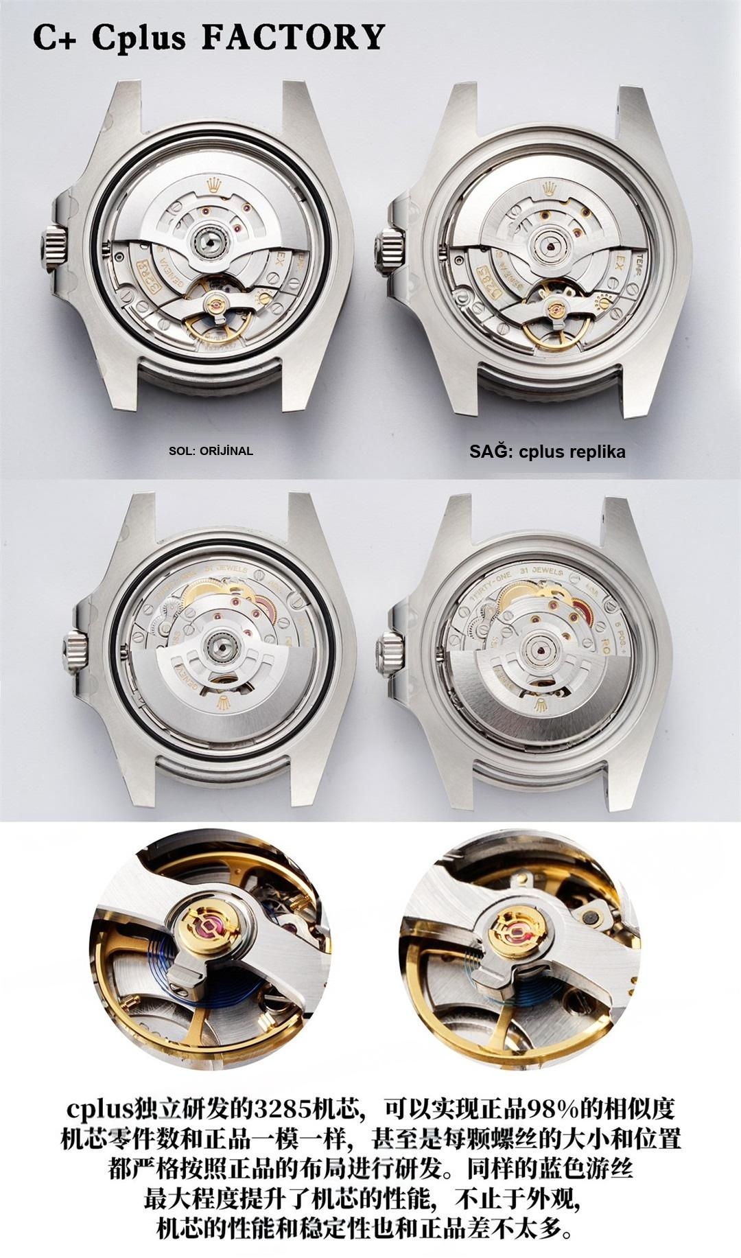 C+ (Cplus) Rolex GMT Cola bezel: yükseltilmiş 3285 mekanizması ile Clean arasında nasıl seçim yapılır? Yazının sonunda gerçek-replika karşılaştırması var — 12. fotoğraf