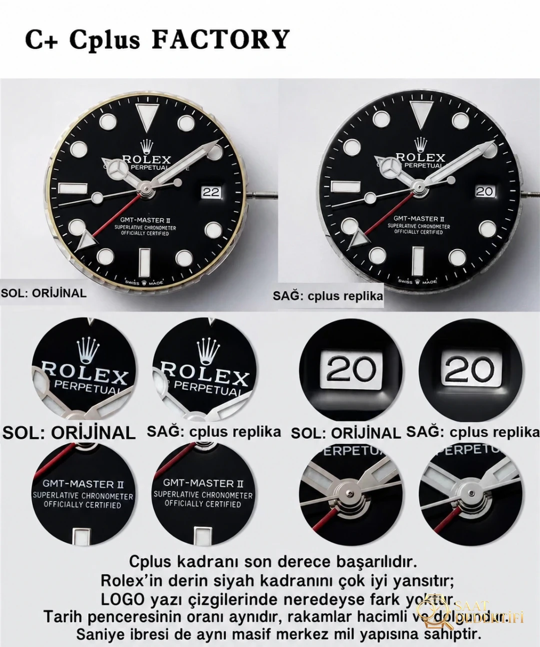 C+ (Cplus) Rolex GMT Cola bezel: yükseltilmiş 3285 mekanizması ile Clean arasında nasıl seçim yapılır? Yazının sonunda gerçek-replika karşılaştırması var - Kasa Çeliği ve Polisaj Kalitesi