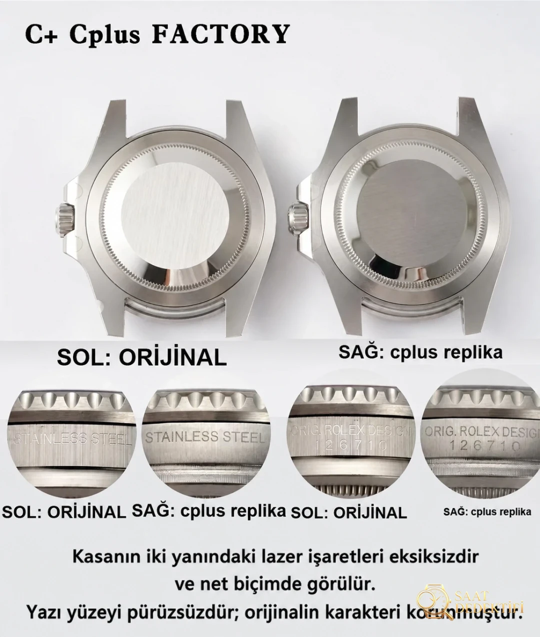 C+ (Cplus) Rolex GMT Cola bezel: yükseltilmiş 3285 mekanizması ile Clean arasında nasıl seçim yapılır? Yazının sonunda gerçek-replika karşılaştırması var - Toka İçi Mikro Ayar Mekanizması