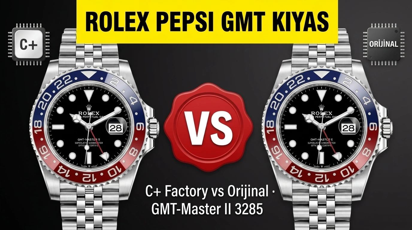 C+ Factory vs Orijinal Rolex GMT-Master II Pepsi 126710BLRO Karşılaştırması