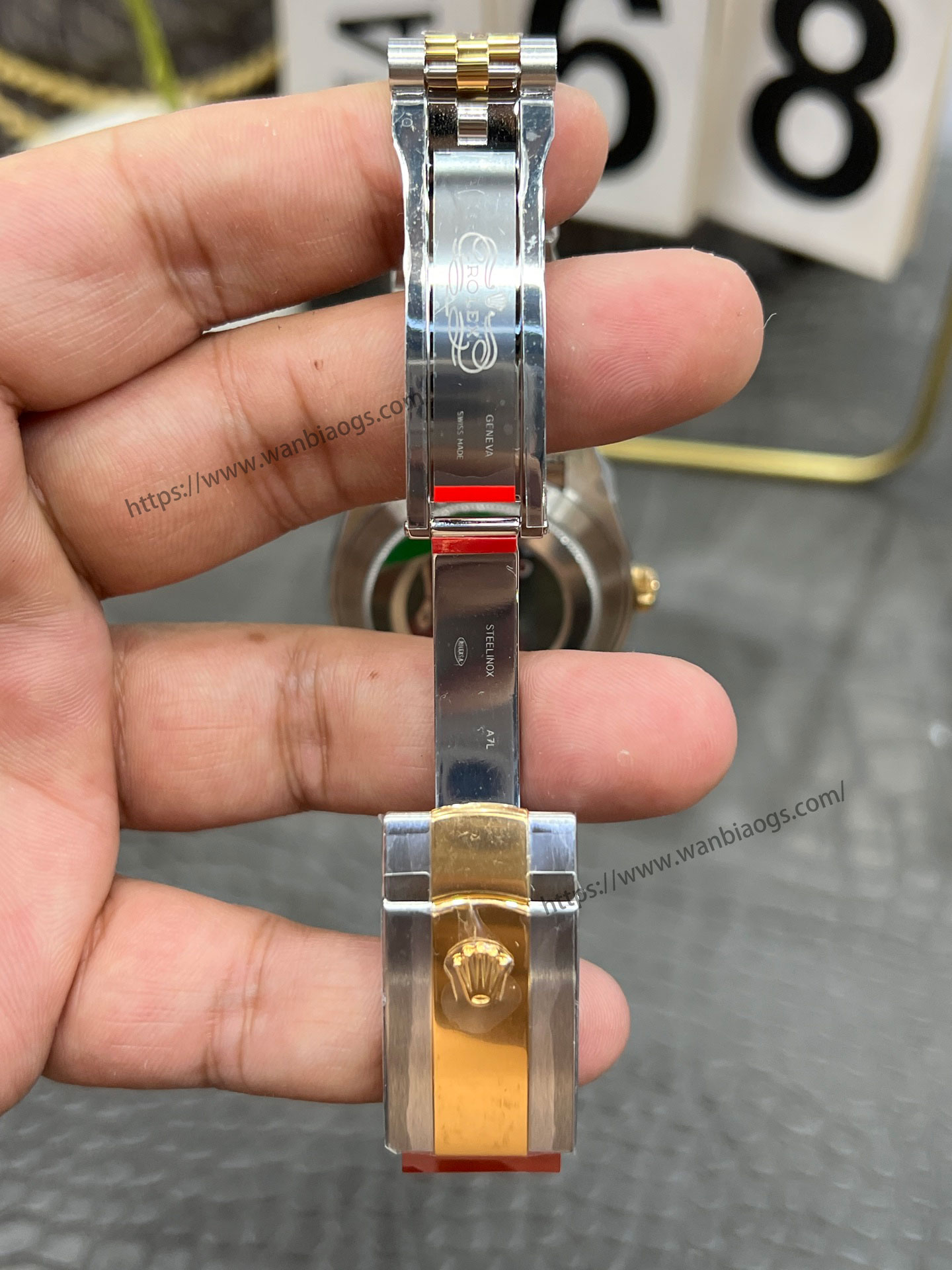 C Rolex Datejust serisi / 41 mm iki renkli altın siyah elmas kadran / Shanghai 3235 tabanlı Dandong tam otomatik mekanizma — 6. fotoğraf