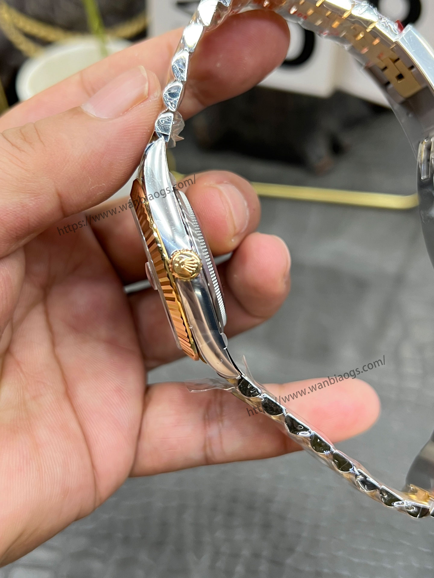 C Rolex Datejust serisi / 41 mm iki renkli altın siyah elmas kadran / Shanghai 3235 tabanlı Dandong tam otomatik mekanizma — 8. fotoğraf