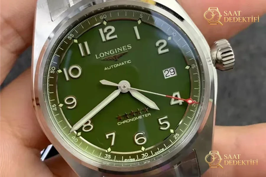 CF Factory Longines Spirit serisi yeşil kadranlı saat incelemesi - Kasa Profili ve Kurma Kolu İncelemesi