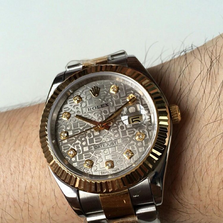 Replika Rolex Datejust İki Renk Patterned Kadran