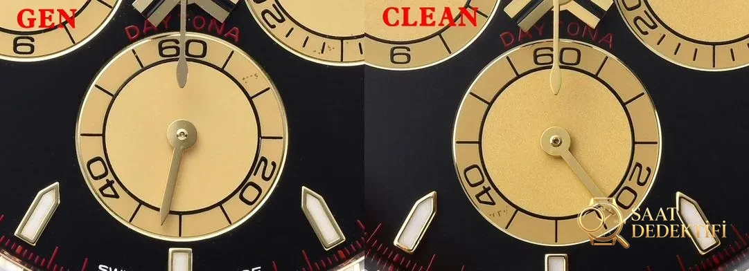 [Clean Factory 2025 Yılın Çalışması | Rolex Daytona 4131 mekanizma «Victoria Beckham modeli» gerçek-replika karşılaştırması nihai analizi] - Kadran Detayı ve Bezel İşçiliği
