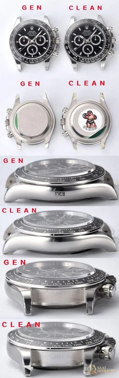 [Clean Factory 2025 Yılın Çalışması | Rolex Daytona 4131 mekanizma «Victoria Beckham modeli» gerçek-replika karşılaştırması nihai analizi] - Ön Görünüm ve Kasa Tasarımı