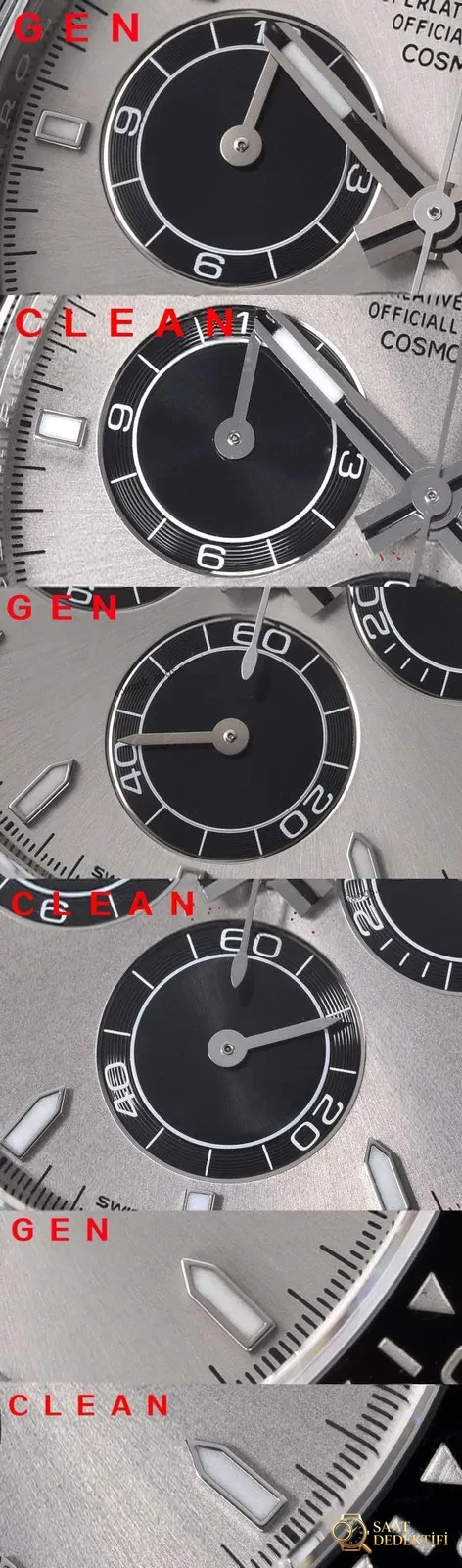 [Clean Factory 2025 Yılın Çalışması | Rolex Daytona 4131 mekanizma «Victoria Beckham modeli» gerçek-replika karşılaştırması nihai analizi] - Saat İndeksleri ve İbre Yüzey Parlaklığı