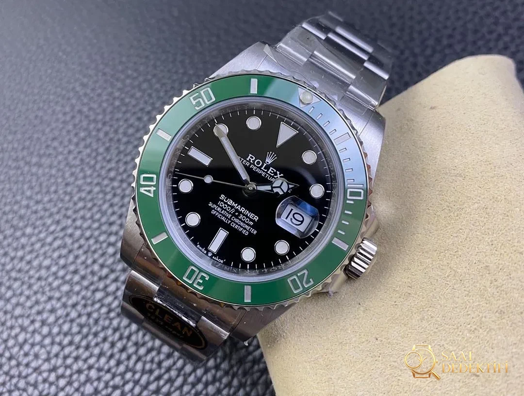 Clean Rolex 126610 Yeşil Su Hayaleti 41 mm - Makro Kadran ve İndeks İşçiliği