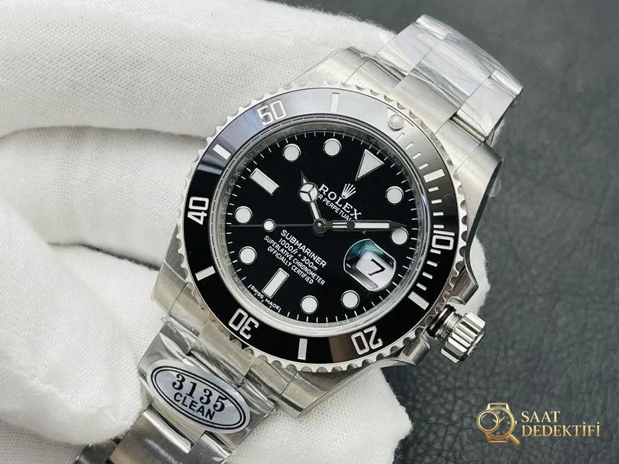 Clean Rolex 2022 piyasadaki en üst versiyon Siyah Submariner 40 MM serisi kol saati - Arka Kapak ve Mekanizma Detayı