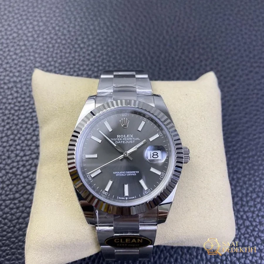 Clean Rolex Datejust Serisi m126334-0013 (Gri Kadran) Kol Saati - Kasa Profili ve Kurma Kolu İncelemesi