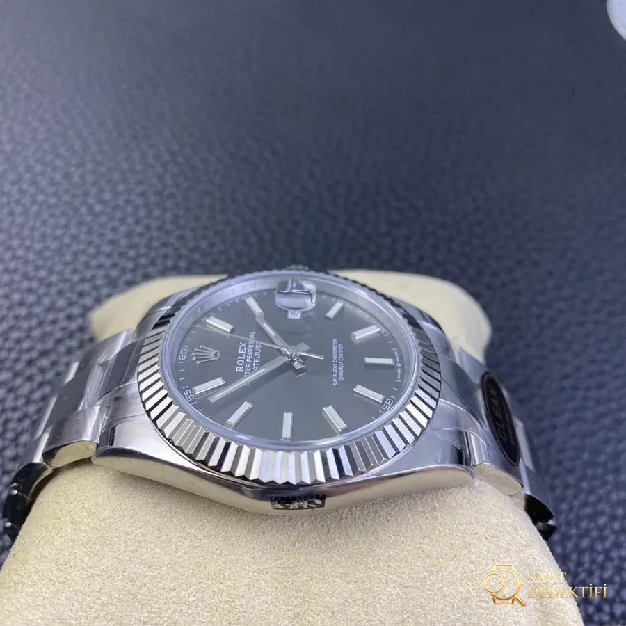 Clean Rolex Datejust Serisi m126334-0013 (Gri Kadran) Kol Saati - Makro Kadran ve İndeks İşçiliği