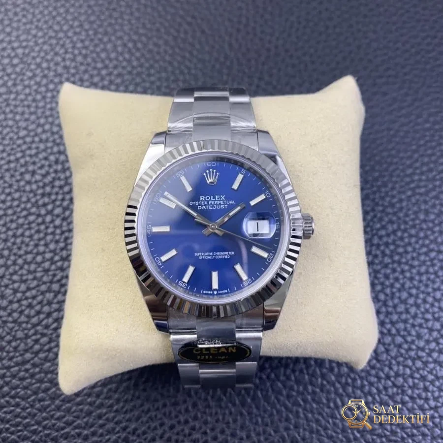Clean Rolex Datejust serisi m126334 (mavi kadran) kol saati - Kadran Detayı ve Bezel İşçiliği