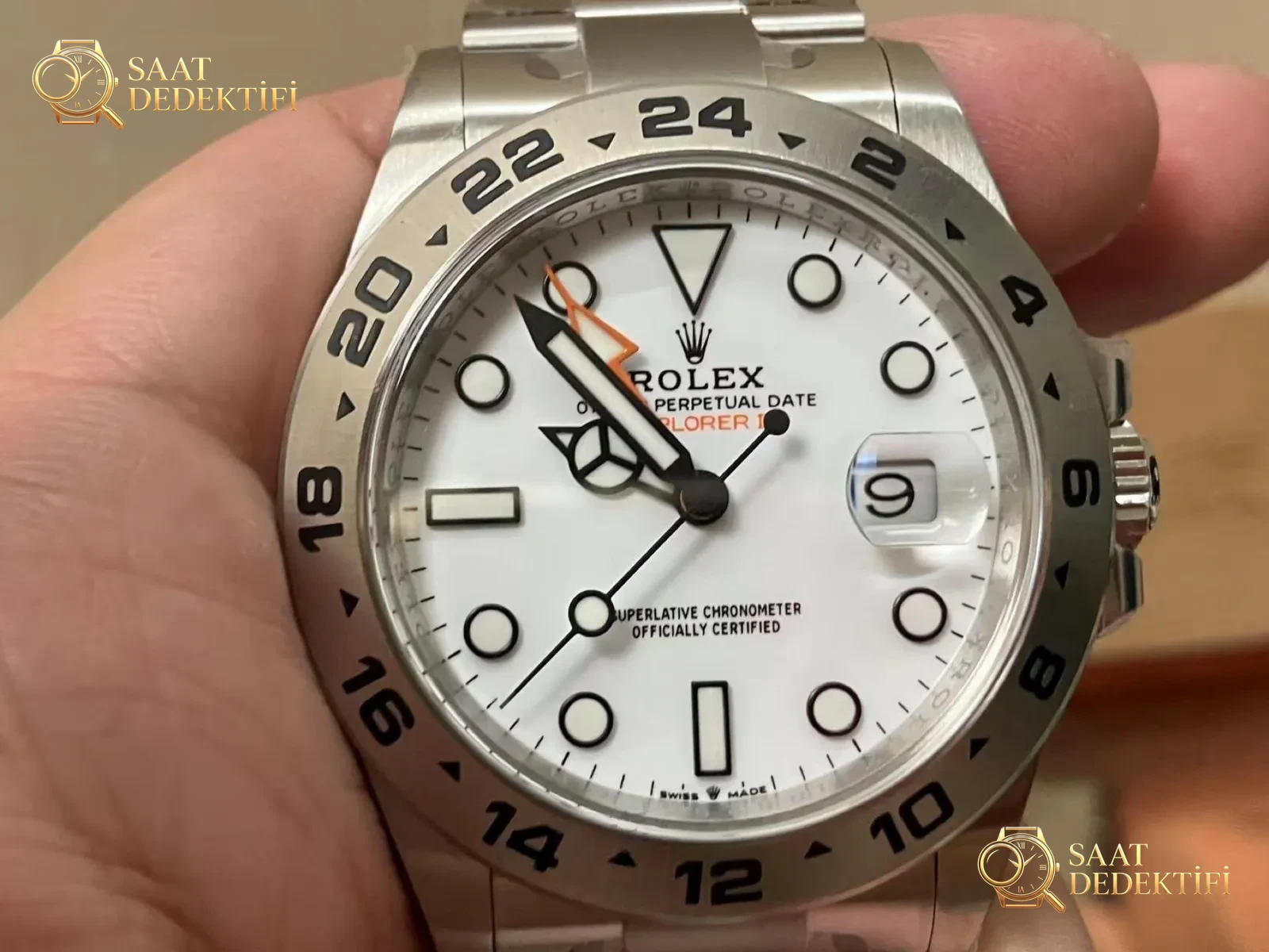 Clean Rolex Explorer II 226570 — güncellenmiş Explorer II, versiyona uygun E harfi - Klips Kilidi ve Lazer Damgalar