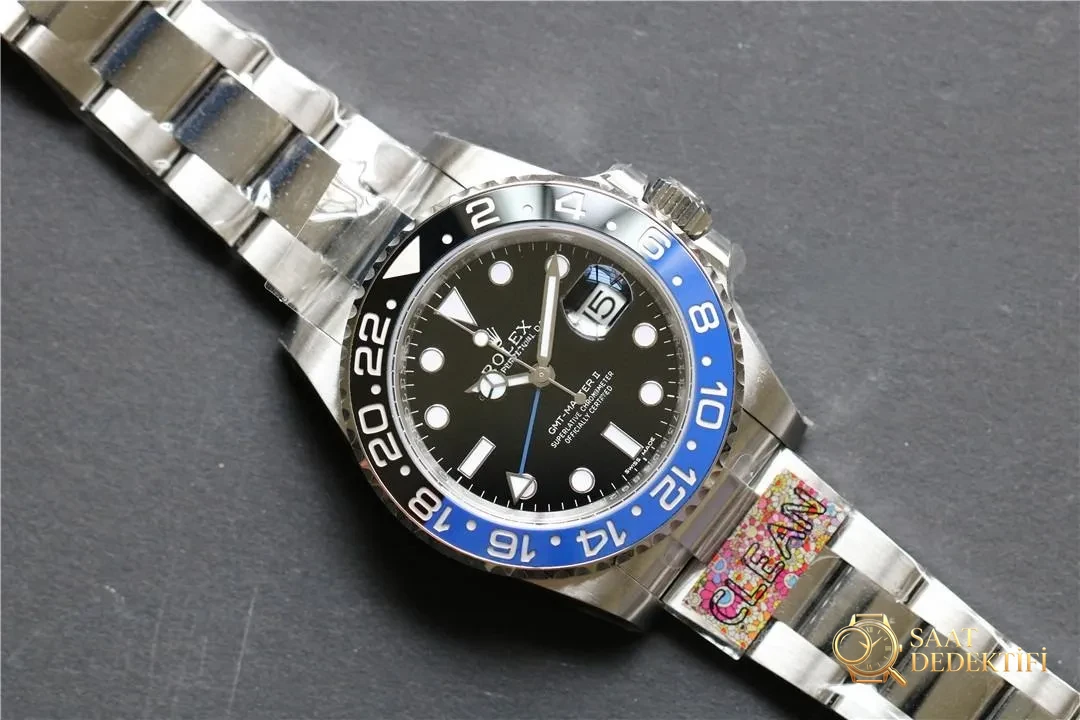 Clean Rolex GMT Inter Milan bezel/mavi-siyah bezel detay işçiliği iyi mi? - Kasa Profili ve Kurma Kolu İncelemesi