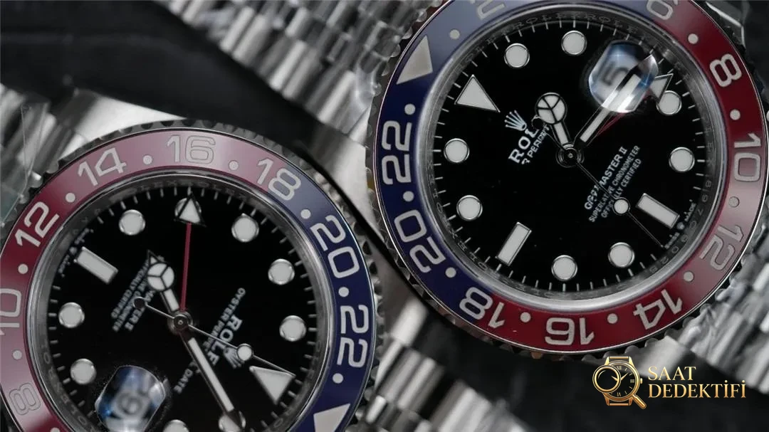 Clean Rolex GMT Kola Bezelinde v2 ile v2s Versiyonlarının Renk Karşılaştırması - Kasa Profili ve Kurma Kolu İncelemesi