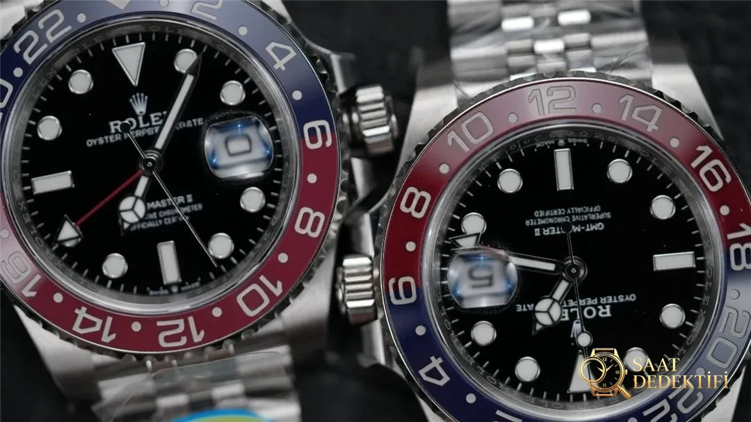 Clean Rolex GMT Kola Bezelinde v2 ile v2s Versiyonlarının Renk Karşılaştırması - Bilekte Duruş ve Kasa Orantısı