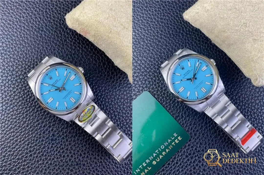 Clean Rolex Oyster Perpetual, VS Factory Perpetual Tiffany mavisi ile karşıya: Hangisi daha üstün? - Klips Kilidi ve Lazer Damgalar