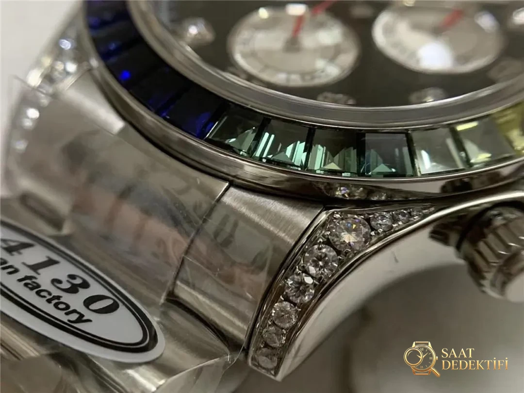 Clean Rolex Rainbow Daytona 4130 mekanizmalı modeli nereden satın alabilirim? - Mekanizma Zemberek ve Balans Detayı