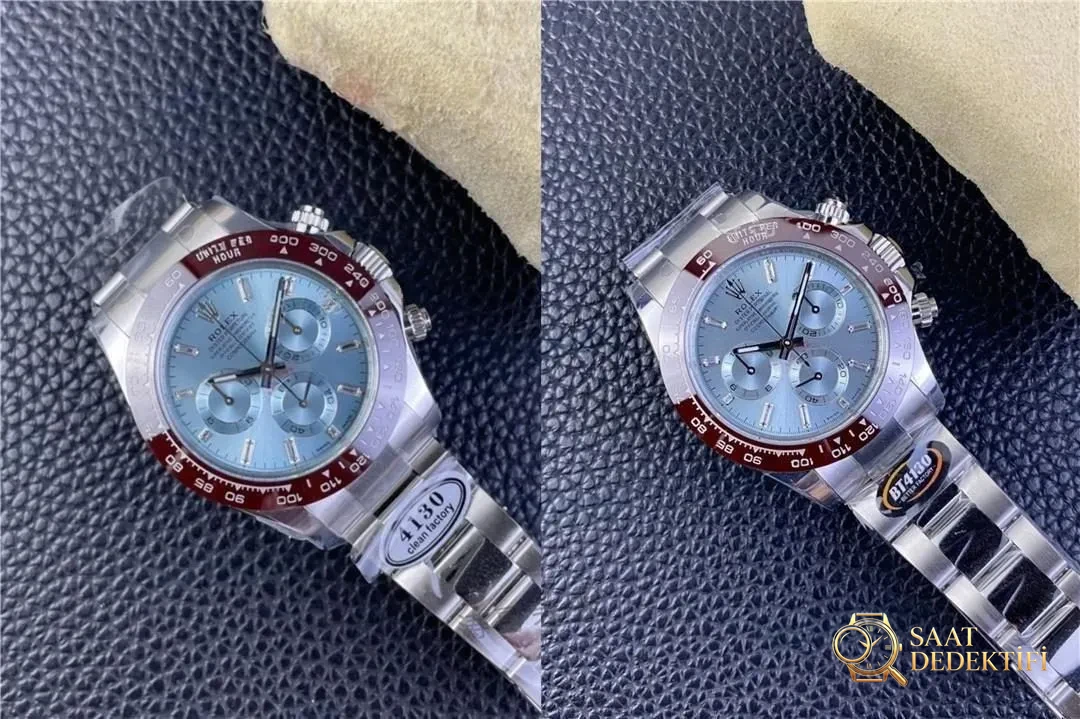 Clean ve BT Factory Rolex Buz Mavisi Daytona Karşılaştırması: Hangisinin Kalitesi Daha İyi? - Kadran Detayı ve Bezel İşçiliği