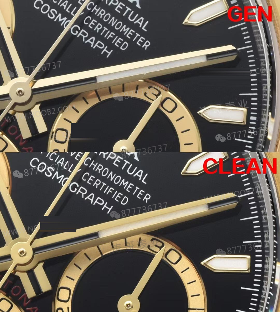 Clean/Clean Daytona çelik-altın 4131 mekanizma 126503 gerçek-replika karşılaştırması — 2. fotoğraf