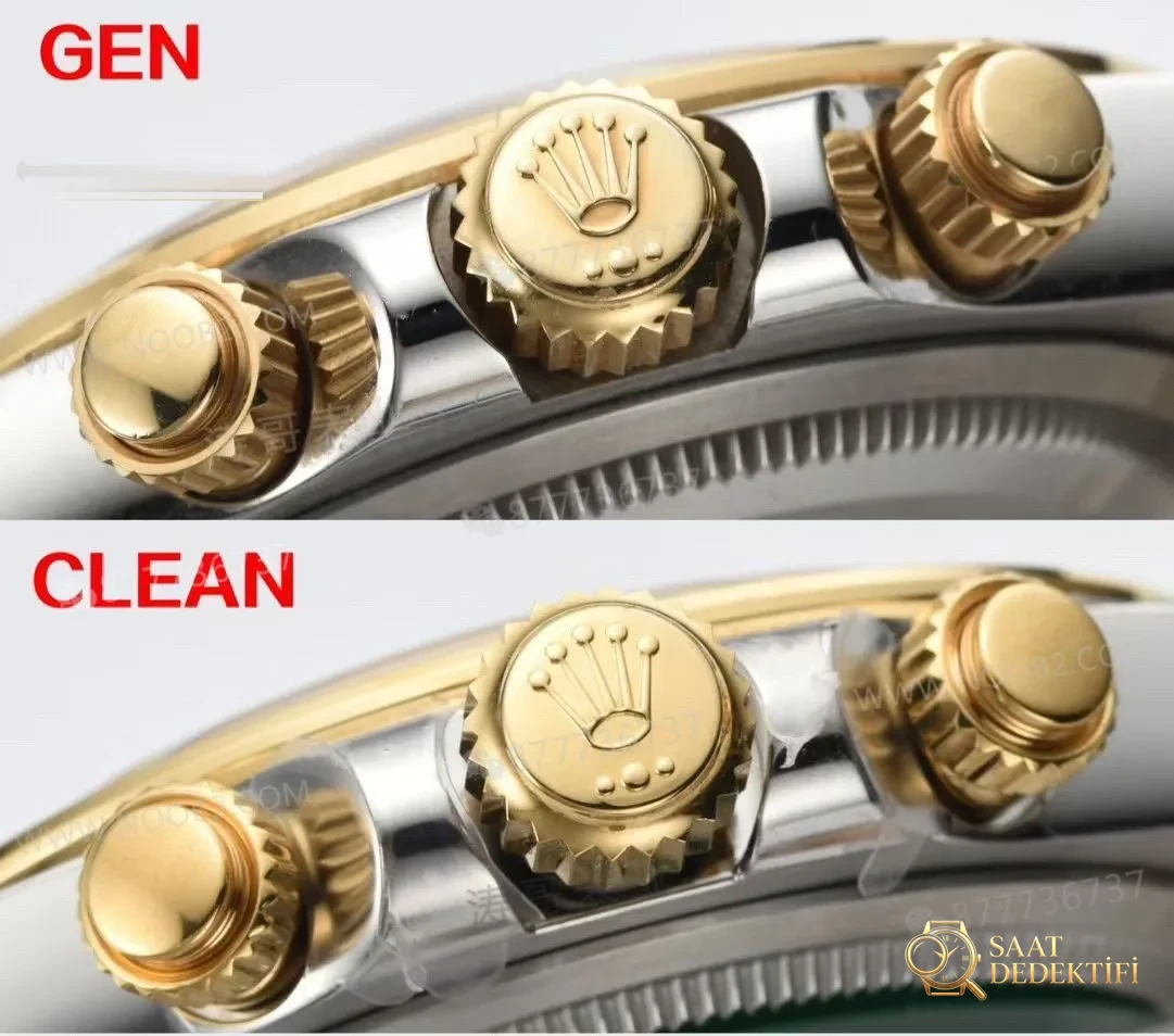 Clean/Clean Daytona çelik-altın 4131 mekanizma 126503 gerçek-replika karşılaştırması - Makro Kadran ve İndeks İşçiliği