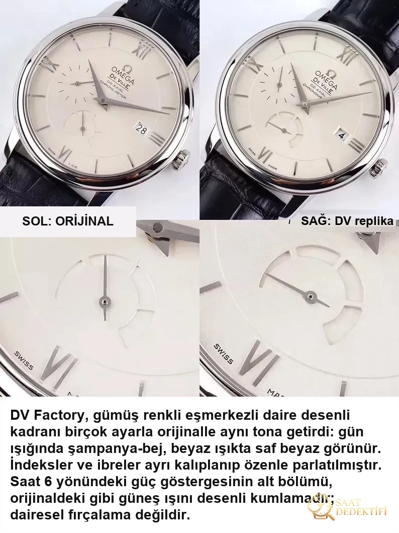 DV Factory Omega De Ville güç göstergeli 424 çok fonksiyonlu replika saat gerçek-replika karşılaştırması ve incelemesi - Makro Kadran ve İndeks İşçiliği