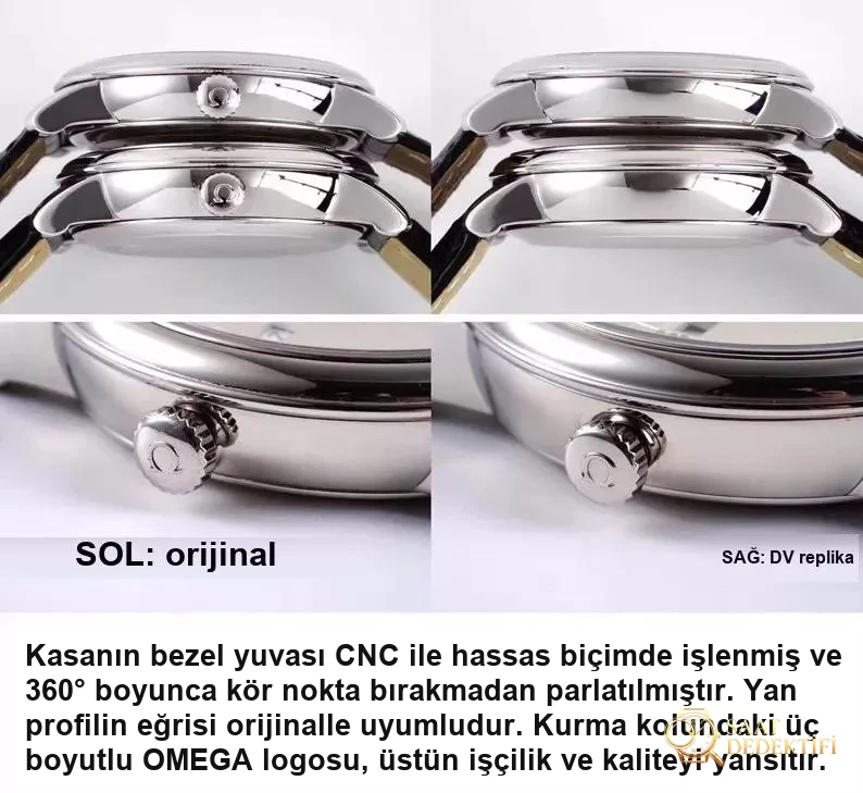 DV Factory Omega De Ville güç göstergeli 424 çok fonksiyonlu replika saat gerçek-replika karşılaştırması ve incelemesi - Klips Kilidi ve Lazer Damgalar