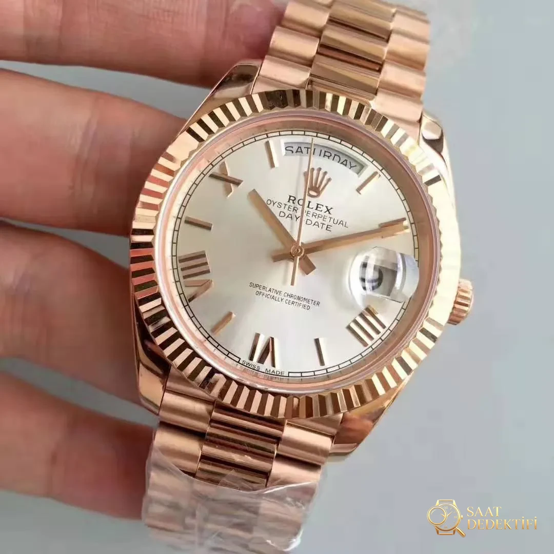 En İyi Altın Rolex Day-Date Saatleri CR Factory Fabrikasından Çıkıyor - Kasa Profili ve Kurma Kolu İncelemesi
