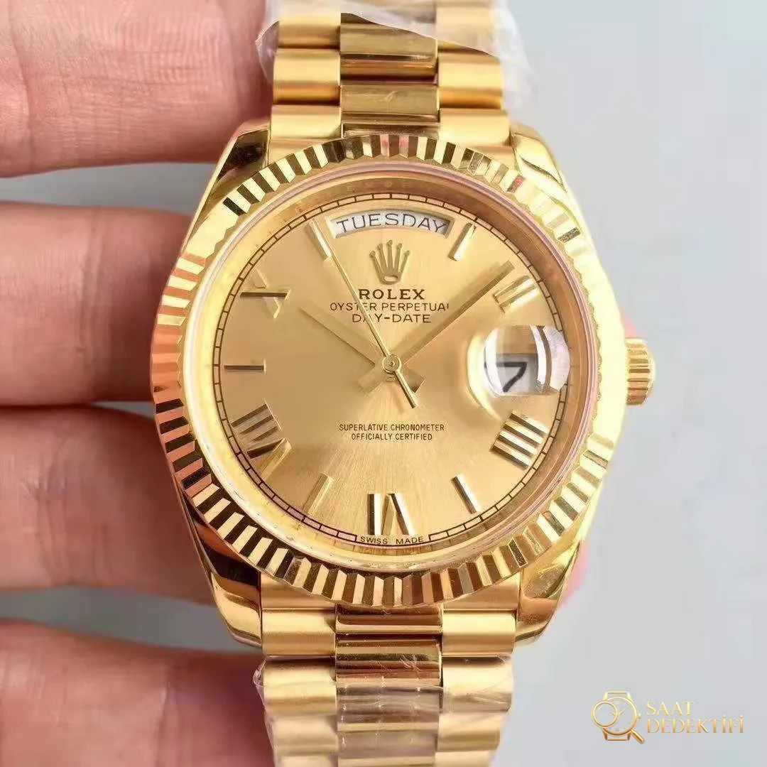 En İyi Altın Rolex Day-Date Saatleri CR Factory Fabrikasından Çıkıyor - Kasa Çeliği ve Polisaj Kalitesi
