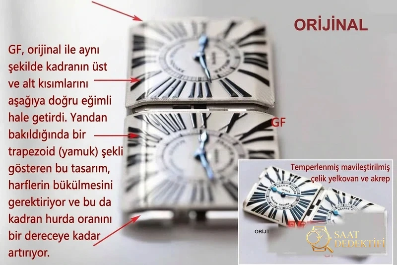 En iyi kadın saati: GF Franck Muller 6002M QZ kadın kuvars kol saati orijinal karşılaştırması - Arka Kapak ve Mekanizma Detayı