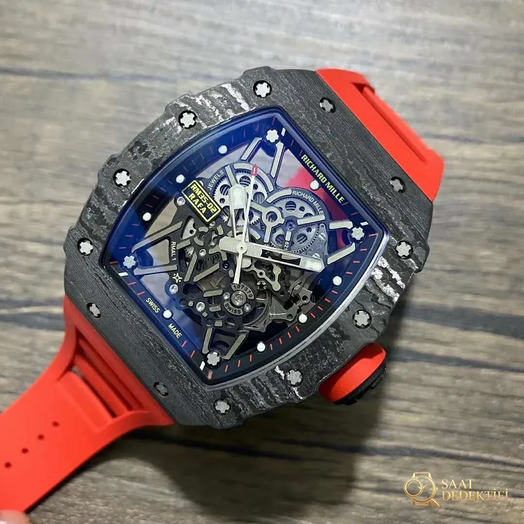 En iyi Richard Mille RM35-02 replika saati geldi - Kadran Detayı ve Bezel İşçiliği