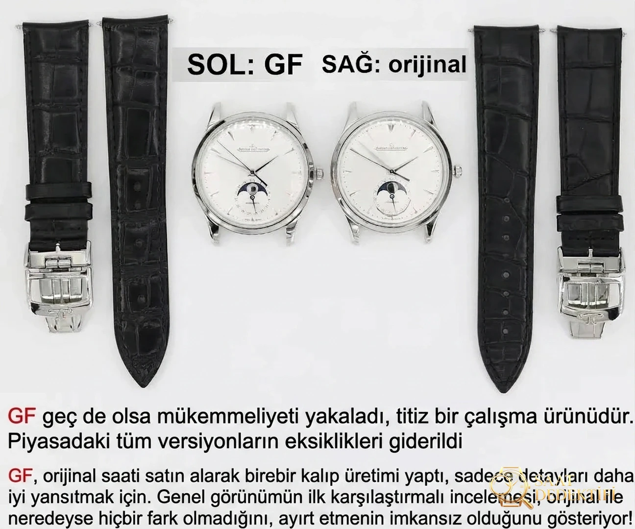 En üst versiyon GF Factory Jaeger-LeCoultre Master Ultra Thin Moon serisi klasik replika saat Q1368420 orijinal karşılaştırmalı inceleme - Arka Kapak ve Mekanizma Detayı