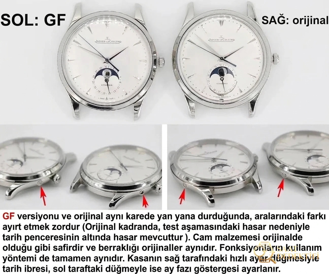 En üst versiyon GF Factory Jaeger-LeCoultre Master Ultra Thin Moon serisi klasik replika saat Q1368420 orijinal karşılaştırmalı inceleme - Bilezik, Toka ve Klips Mekanizması