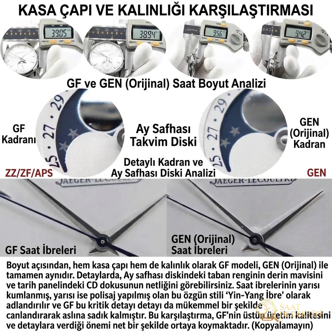 En üst versiyon GF Factory Jaeger-LeCoultre Master Ultra Thin Moon serisi klasik replika saat Q1368420 orijinal karşılaştırmalı inceleme - Mekanizma Zemberek ve Balans Detayı