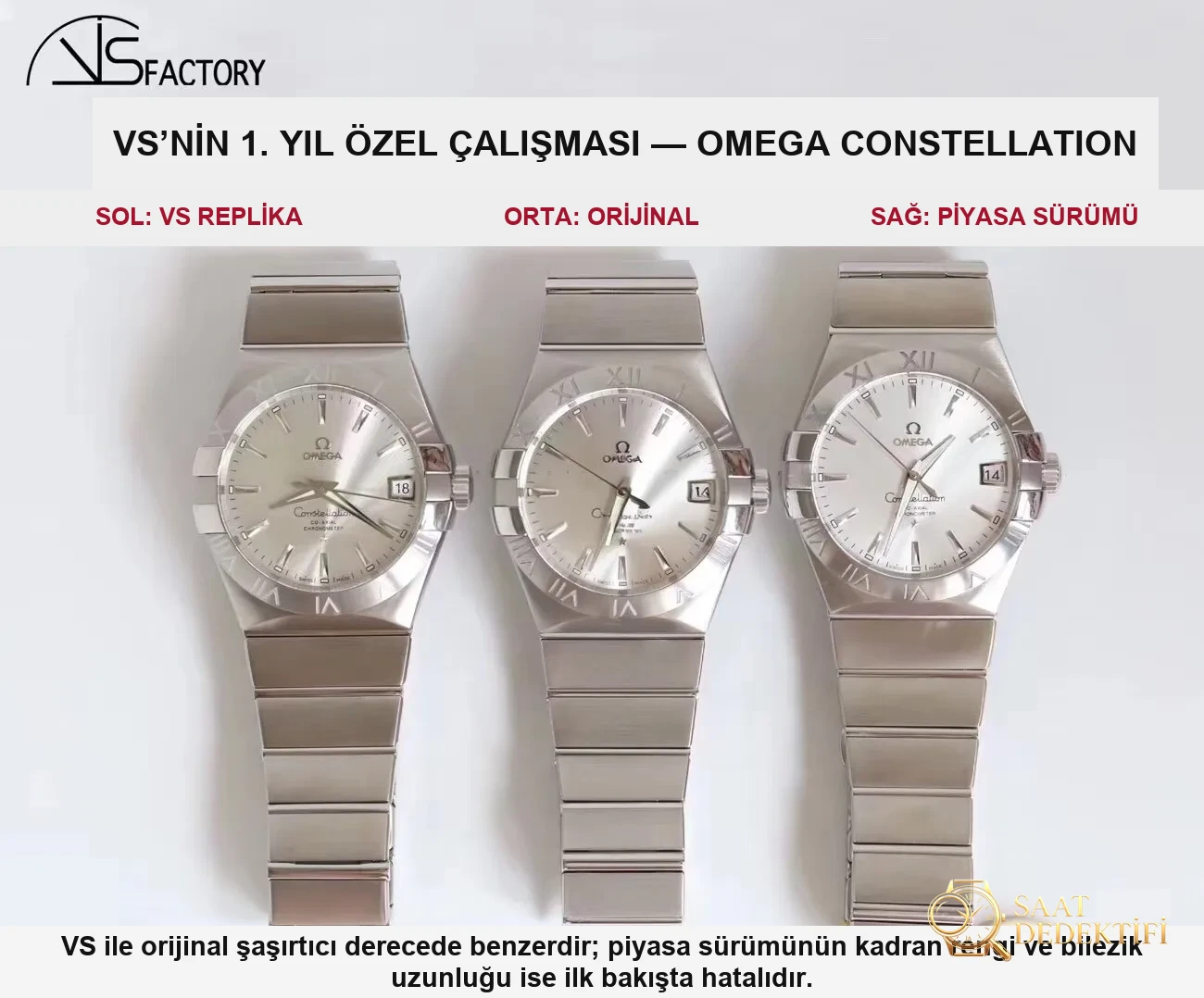 En üst versiyon VS Factory Omega Constellation - orijinal ve diğer replika versiyonlarla karşılaştırmalı inceleme - Kadran Detayı ve Bezel İşçiliği
