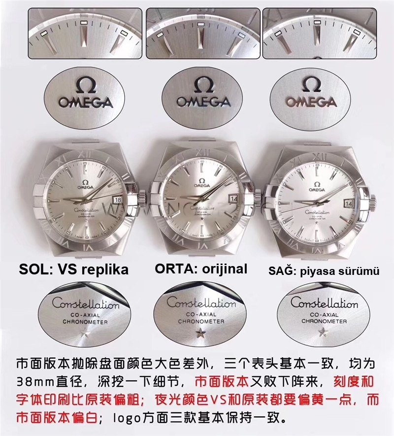 En üst versiyon VS Factory Omega Constellation - orijinal ve diğer replika versiyonlarla karşılaştırmalı inceleme — 5. fotoğraf