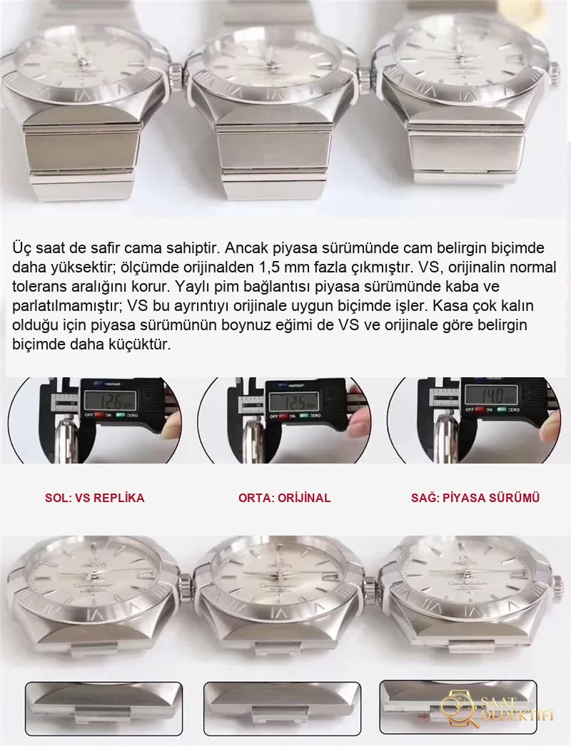 En üst versiyon VS Factory Omega Constellation - orijinal ve diğer replika versiyonlarla karşılaştırmalı inceleme - Klips Kilidi ve Lazer Damgalar
