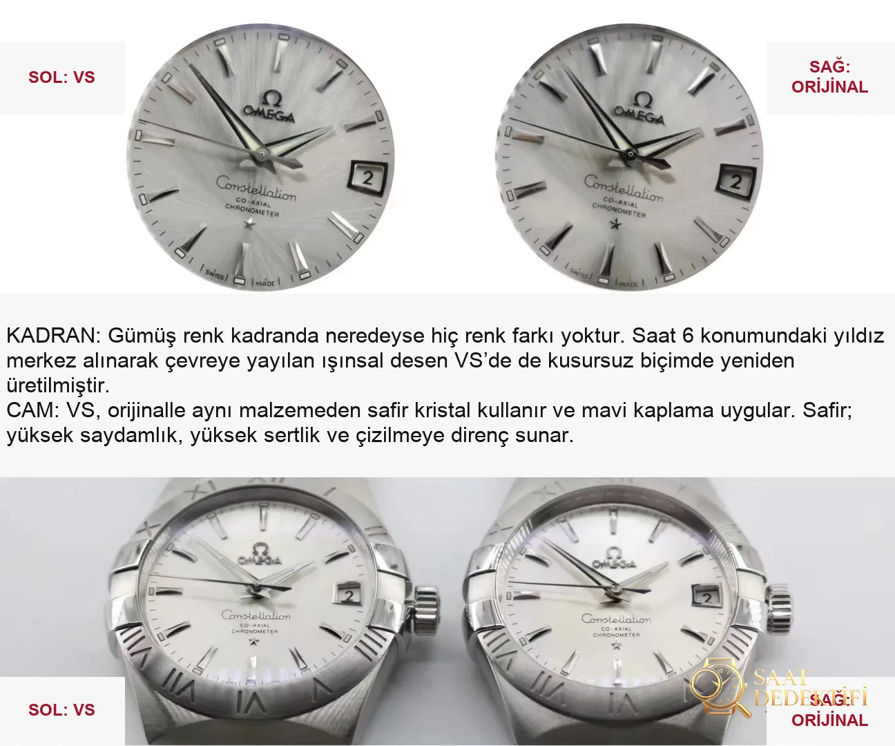 En üst versiyon VS Factory Omega Constellation - orijinal ve diğer replika versiyonlarla karşılaştırmalı inceleme - Cam Yansıma Önleyici (AR) Kaplama