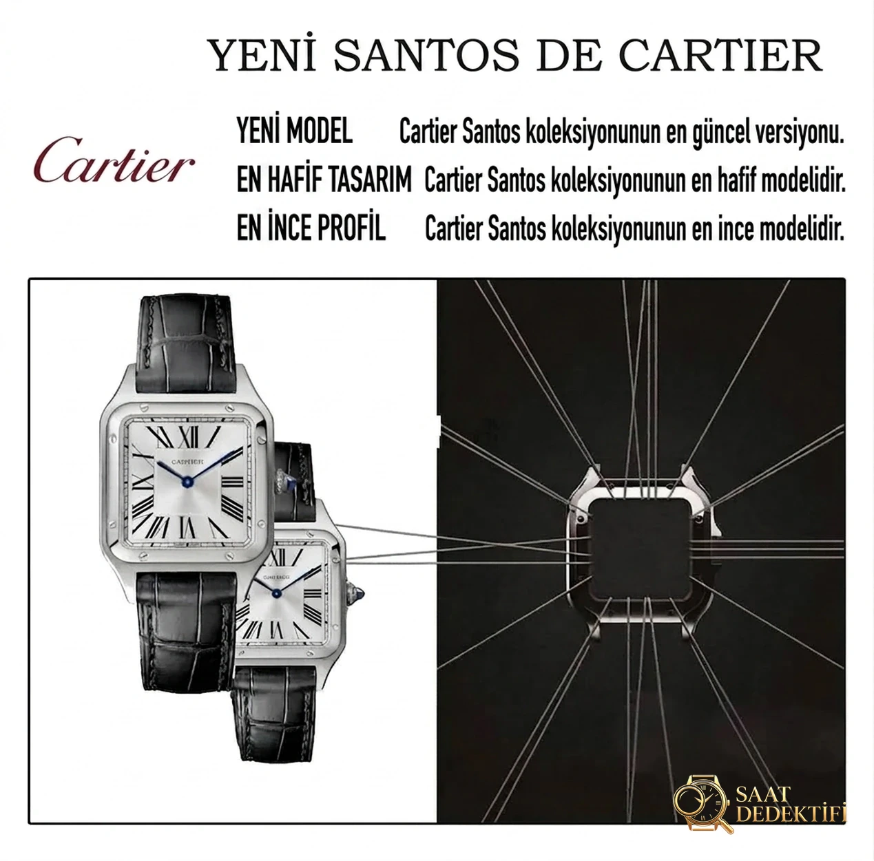 En yeni XF Factory Cartier Santos V2 yükseltilmiş sürüm replika kuvars saat en hafif ve en ince olan mı? Kalitesi nasıl? - Arka Kapak ve Mekanizma Detayı